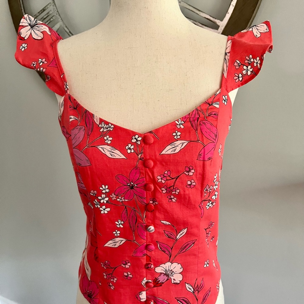 *NWT* Banana Republic fitted smock top with floral design and adjustable straps